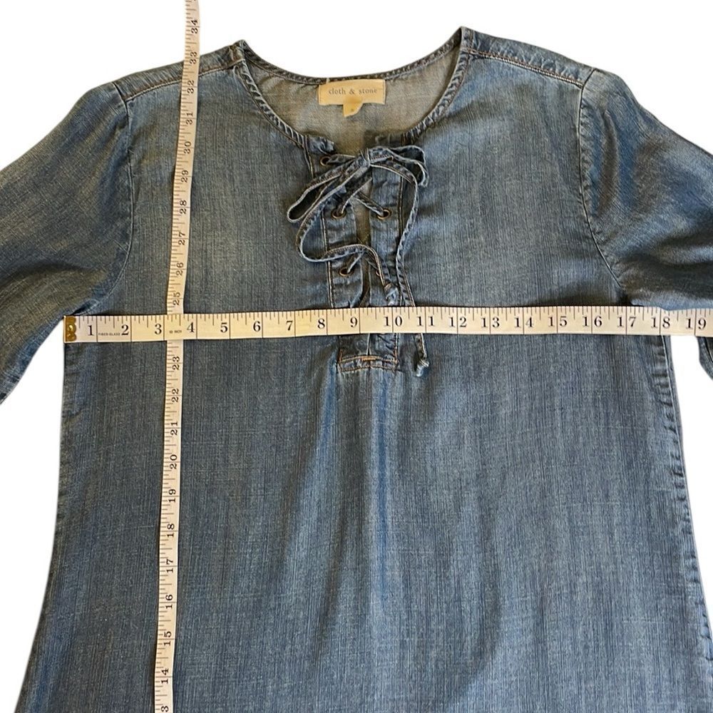 Cloth & Stone by Anthropologie Blue Lace Up Chambray Shift Dress - Picture 4 of 6